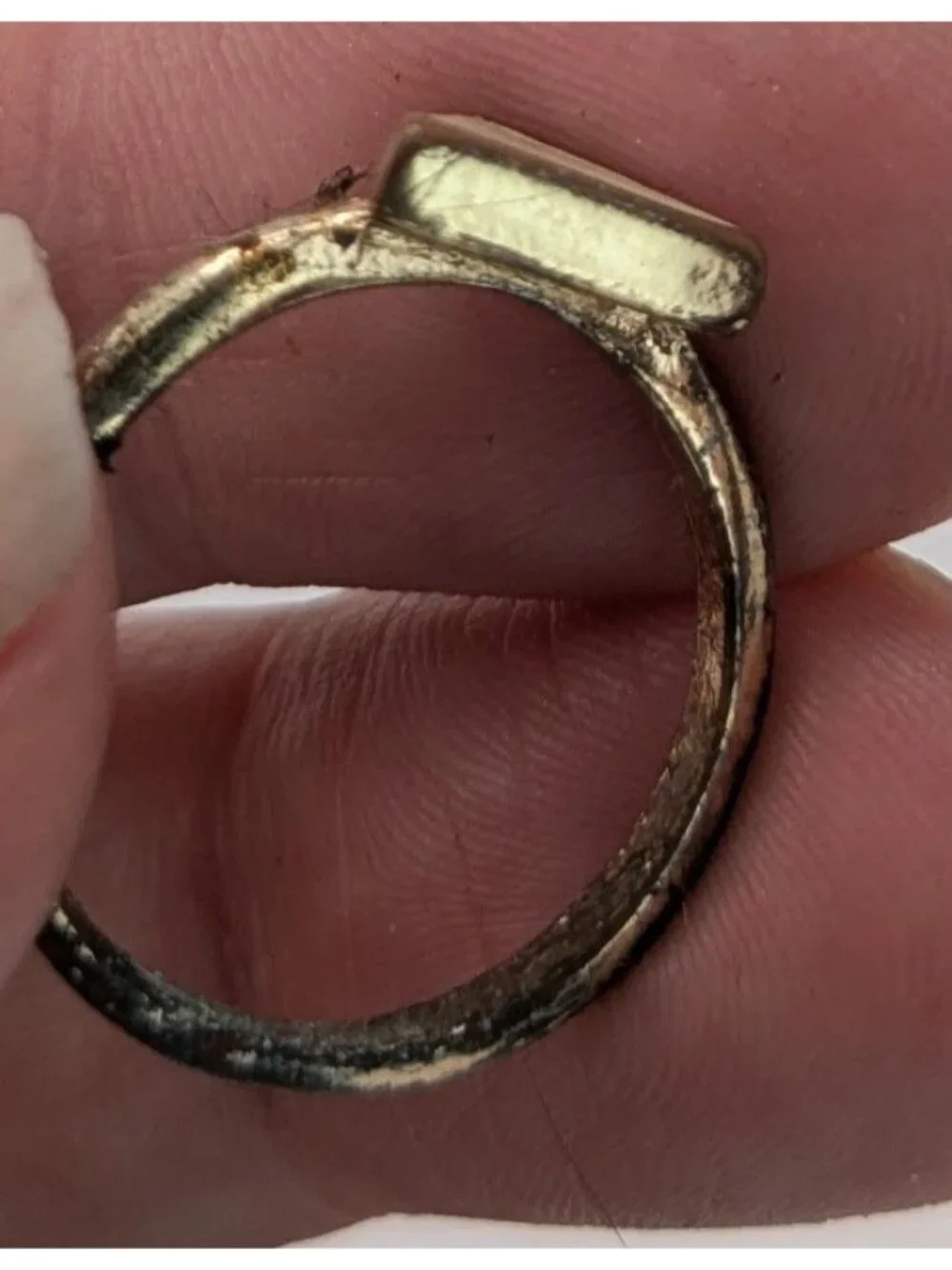 Geometric Triangle Ring Gold Tone Cream Enamel Minimalist Statement Ring